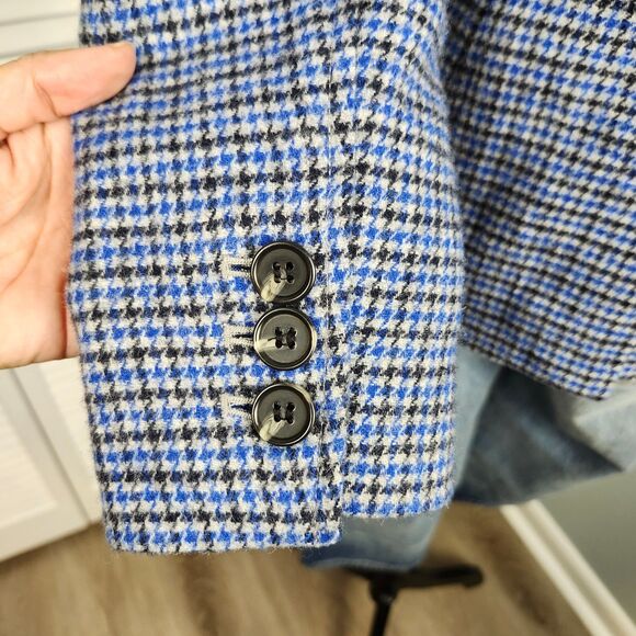 Talbots Wool Blend Blazer – Aberdeen Blue Black Houndstooth Size 2 Preppy - Picture 6 of 9